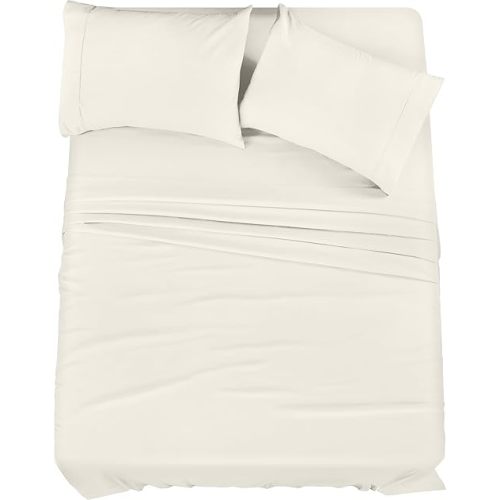 Utopia Bedding Queen Sheet Set – 4 Piece Bed Sheets for Queen Size Bed, Soft and Breathable Microfiber, Includes 1 Fitted Sheet, 1 Flat Sheet and 2 Pillowcases (Ivory)