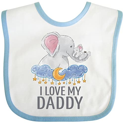 inktastic I Love My Daddy Cute Elephants in Night Sky Baby Bib
