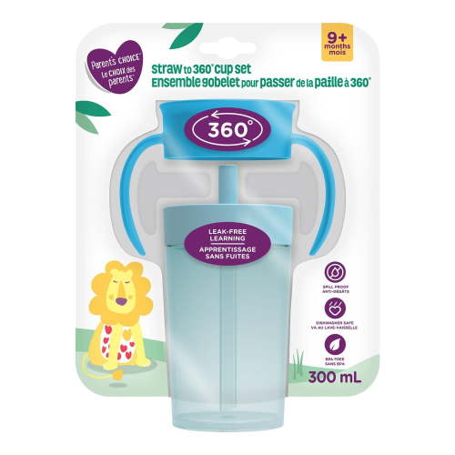 Parent’s Choice Straw to 360° Sippy Cup Set, 9 months+, 300mL - Walmart.ca