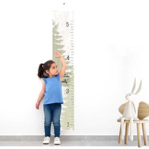 Pine Tress Mountains Growth Chart Nature Bear and Pines
