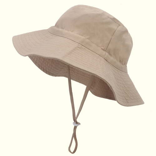 Kingfansion Cotton Baby Sun Hat with UV Protection, Lightweight Breathable Bucket Cap for 0-6 Months Toddler, Foldable Outdoor Sunscreen Hat for Beach and Travel
