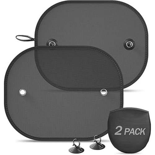 Car Window Shade, 2 Pack Car Sun Shade for Window Baby Suction Cups Sunshade for Side Window Sun and UV Block for Kids/Adults/Pets - 17.3''x14'' Universal Fits