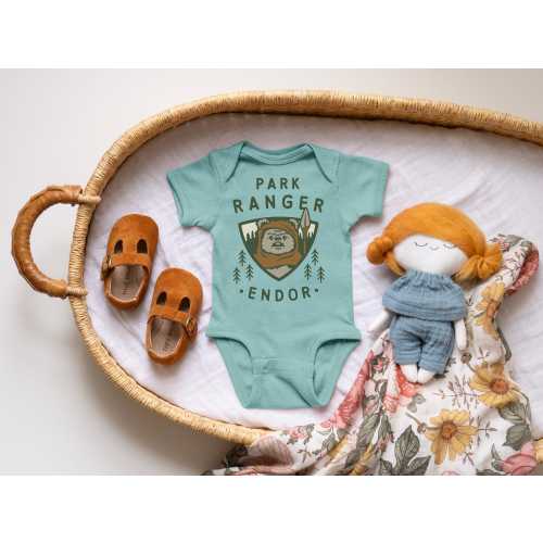 Star Wars Inspired Baby Bodysuit, Endor Park Ranger Funny Space Theme (Newborn-18M)