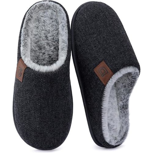 ULTRAIDEAS Men's Comfy Slip-on Slippers, Memory Foam Scuff House Shoes for Men Indoor Outdoor with Rubber Sole, for Father