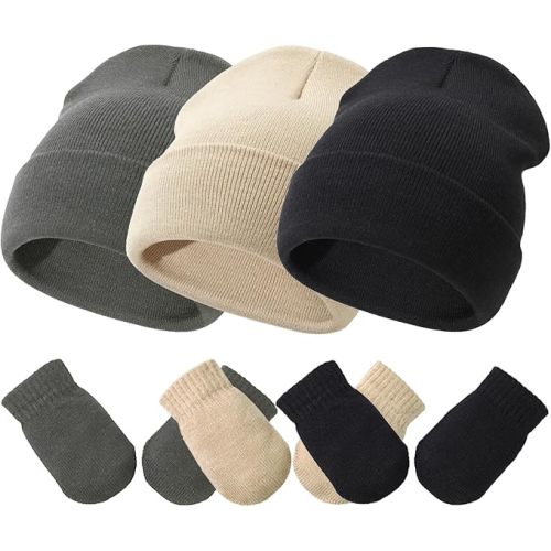 Baby Hats and Mittens Set Infant Toddler Beanie Caps: 3-18 months