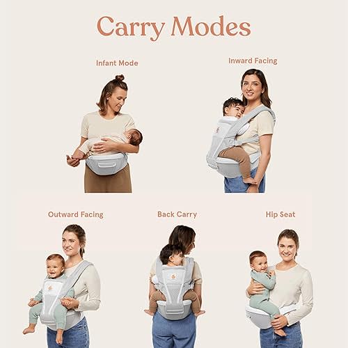 Ergobaby Alta Hip Seat All-Position Breathable Mesh Hip Seat & Carrier, Graphite Grey
