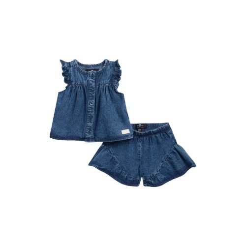 7 For All Mankind Eyelet Ruffle Top & Shorts Set | Nordstromrack