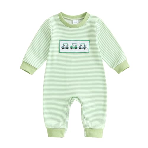 mlpeerw Baby Boy Girl Fall Winter Clothes Newborn Golf Embroidery Romper Long Sleeve Jumpsuit Cute Infant One-piece Outfit