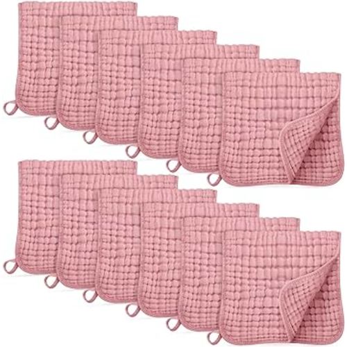 Muslin Burp Cloths for Baby 100% Cotton Burping Cloths for Boys Girls Large 20''X10'' Extra Soft and Absorbent 12 Pack - Bean Paste