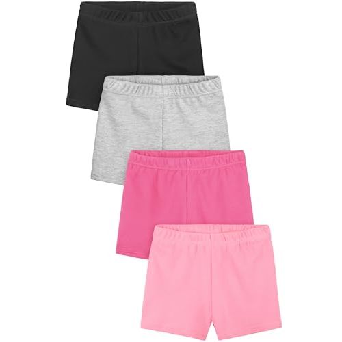 Resinta 4 Pack Baby and Toddler Girls' Cotton Bike Shorts Solid Cotton Bike Shorts Soft Pull-On Safety Shorts for Daily Wear