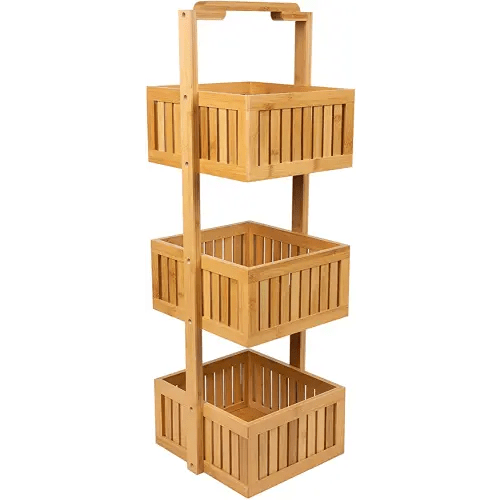 Organize It All Basket Bamboo Bathroom Storage, Brown
