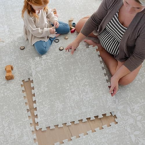 Little Landings Baby Play Mat for Floor - Eden (6x6ft) - Premium EVA Foam Play Mat for Babies & Toddlers (Ages 0-5+) - Non-Toxic Playmat for Tummy Time, Crawling & Playroom - Stylish & Comfortable