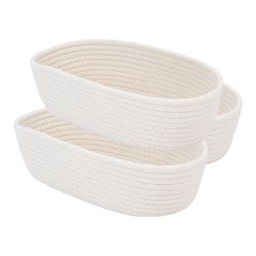 REGALWOVEN Odorless Cotton Rope Handcrafted Compact Multiple Use Open Storage Bins 3 Packs