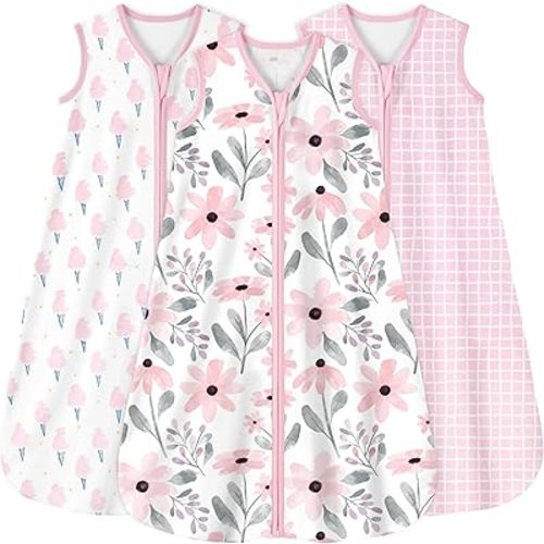 Yoofoss Baby Sleep Sack 6-12 Months 0.5 Tog Wearable Blanket for Baby, 3 Pack 100% Organic Cotton Infant Toddler Sleeping Sack 2-Way Zipper Lightweight Sleep Sack