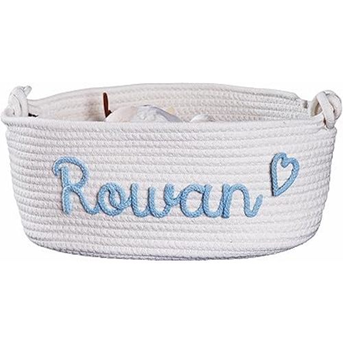 JUPPE Personalized Baby Show Gift Basket with Name, Kids Toys Storage Bag Children Organizer Box Baby Boy Girl Cotton Rope Basket Nursery Decor Newborn Gift (style 4)