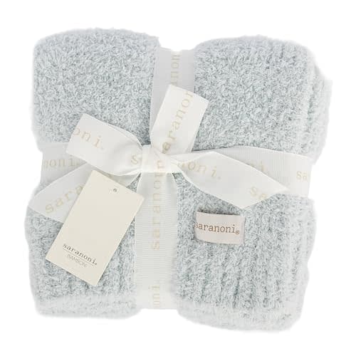 SARANONI Bamboni Baby Blanket | Luxury Plush Super Soft Blanket | Breathable Comfort Infant Baby Blankets for Boys & Girls | Light Blue, Mini - 15” x 20”