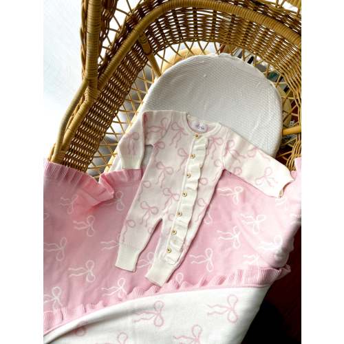 Little Bow Frilled Romper - Milk & Fairy Floss