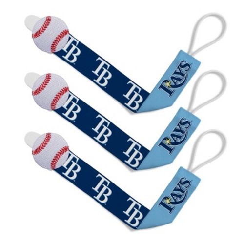BabyFanatic Officially Licensed Unisex Baby Pacifier Clip 3-Pack MLB Tampa Bay Rays.