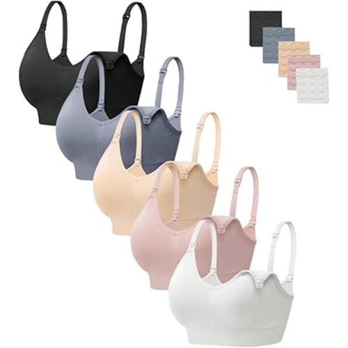 habibee Womens Nursing Bra Seamless Breastfeeding Sleep Maternity Bra with Remove Bra Pads Extenders