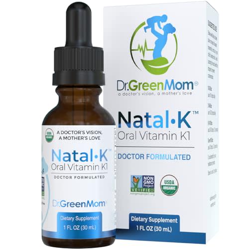 Dr. Green Mom Natal K Oral Vitamin K1 Drops for Newborns | Organic Phytonadione in MCT Oil | Natural VIT K for Babies to Support Blood Clotting