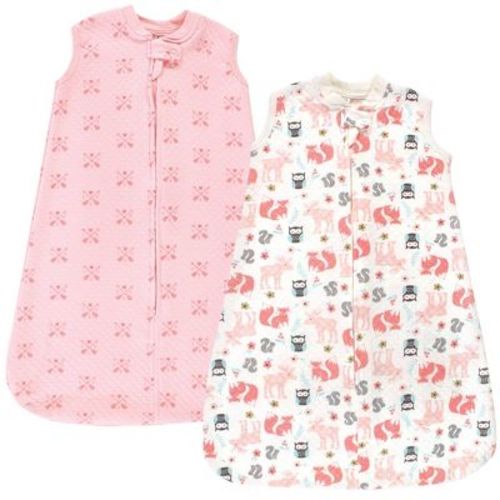 Hudson Baby Infant Girls Premium Quilted Sleeveless Sleeping Bag and Wearable Blanket, Girls Forest, 0-6 Months
