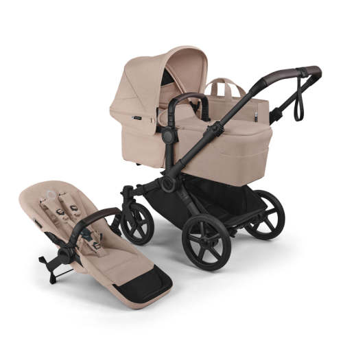 Bugaboo Donkey 6 Single to Double Stroller  - Black/Desert Taupe Melange-Desert Taupe Melange