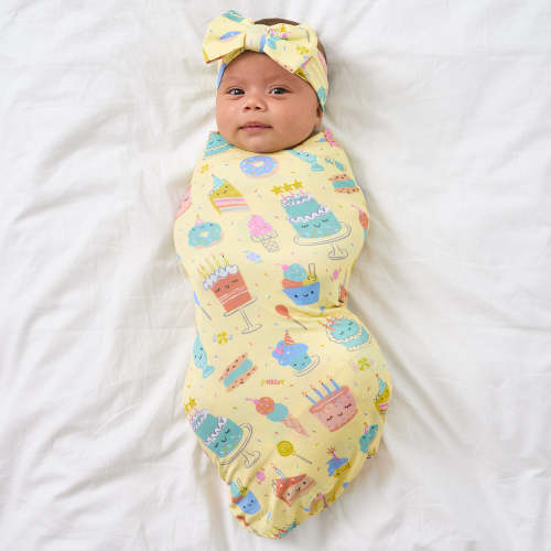 Frosted Fun Swaddle & Luxe Bow Headband Set | Little Sleepies