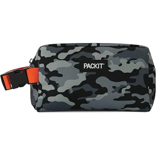 PackIt Freezable Snack Box, Charcoal Camo, Built with ECOFREEZE Technology, Collapsible, Reusable, Zip Closure with Buckle Handle, Great for All Ages and Fresh Snacks on the go