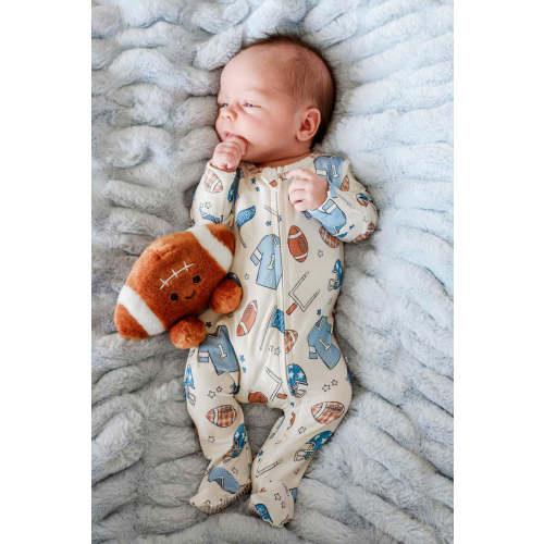 Bamboo Zipper Footie | Huddles & Cuddles Blue