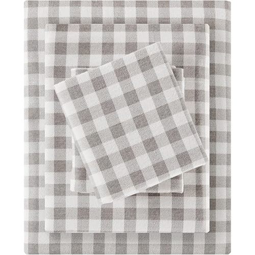 Sleep Philosophy True North 100% Cotton Flannel Sheets Twin Size, Cozy Flannel Sheet Set Brushed for Extra Softness, Heavyweight Novelty Print Warm Flannel Bedding Set, Gray Herringbone Check 3 Piece