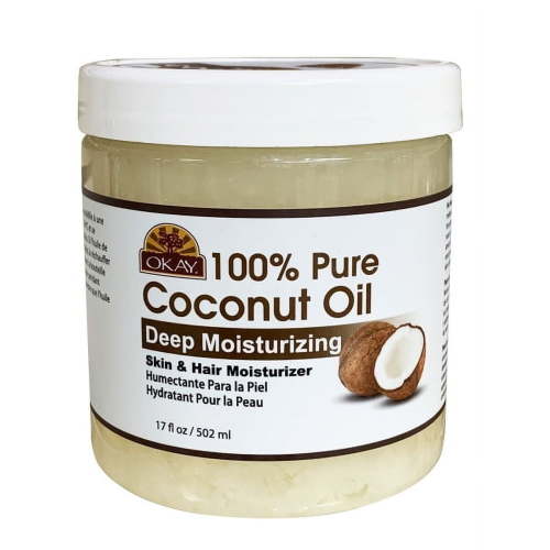 Okay Pure Naturals Pure Coconut Oil for Hair and Skin, Nourishing Hair Conditioner & Skin Moisturizer, 17 fl oz