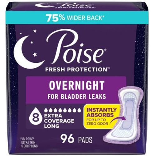 Poise Incontinence Bladder Control Pads Overnight Fresh Protection Ultimate Absorbency - 96ct