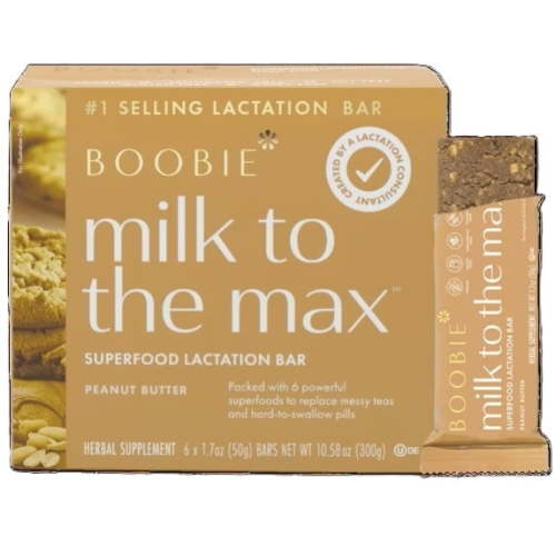 Boobie Bar Superfood Breastfeeding Bar, Peanut Butter, (1.7 Ounce Bars, 6 Count)