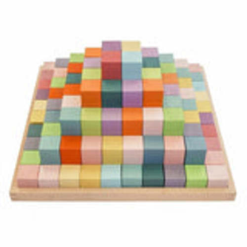 Coloured Large Stepped Block Set | Wooden Pyramid Block Set – My Happy Helpers
