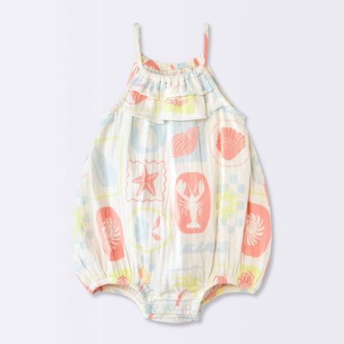 Baby Girls' Postcard Graphic Bubble Romper - Cloud Island™ Cream 6-9M