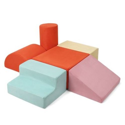 6-Piece Toddler Soft Foam Climbing Playset, Indoor Modular Crawling and Sliding Activity Set for Ages 1-3 Home and Daycare