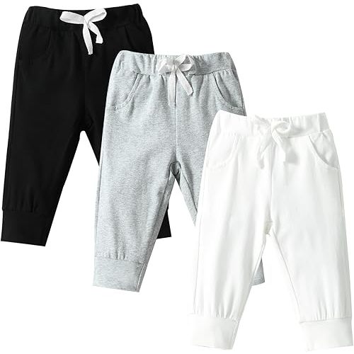 DREAM BUS Pack of 3 Toddler Jogger Pants with Pocket Toddler Boy Sweatpants Baby Boy Pants Infant Newborn Leggings