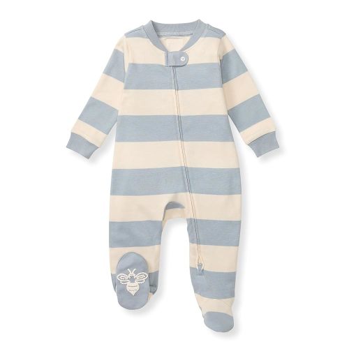 Burt's Bees Baby Boys' Organic Cotton Loose Fit Sleep and Play One-Piece Zip Front Footed Pajamas