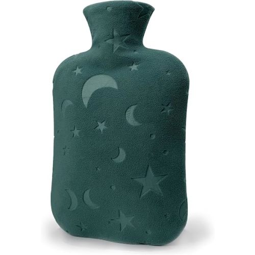 Hot Water Bottle with Soft Cover, 2L Hot Water Bag for Menstrual Cramps, Neck and Shoulder Pain Relief, Hot and Cold Therapies, Hand Feet Warmer, Green