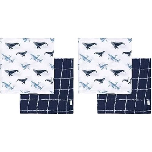 Gerber Baby Unisex 4-Pack Muslin Blanket, Coastal Calm, One Size