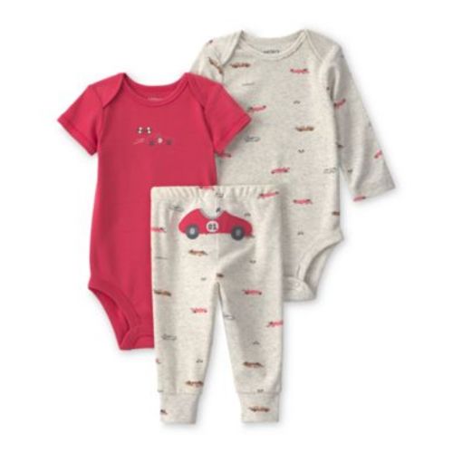 Baby Boys' Crewneck Bodysuit and Pants, 3-Piece Set; 3 months
