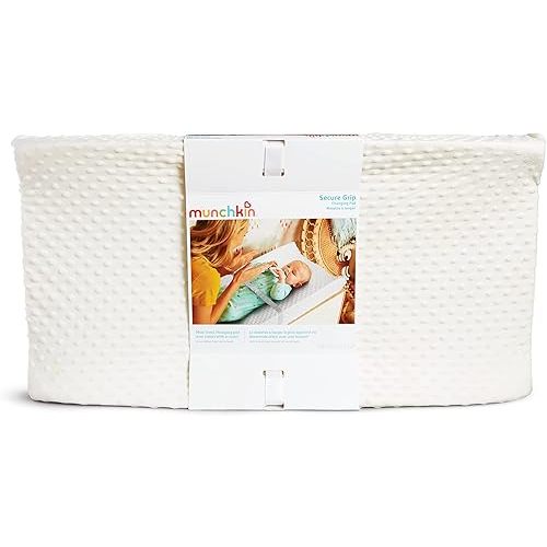 Munchkin Secure Grip Baby Diaper Changing Pad with Cover for Dresser, Waterproof and Wipeable, Contoured, Standard Size (16" x 31"), White
