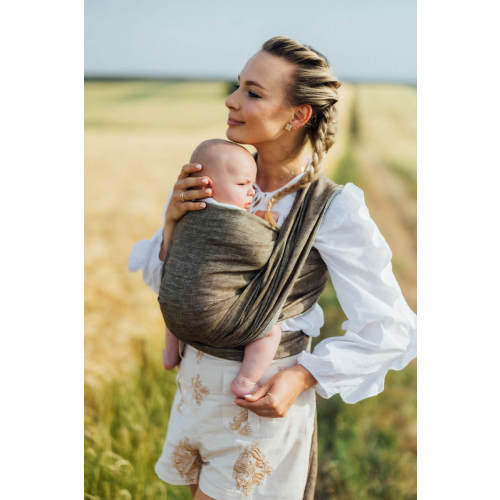Baby Wrap, chevron weave (100% linen) - ARROW - WOOD - size M