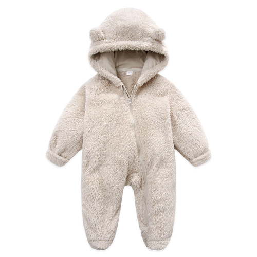 BLVB Newborn Baby Snowsuit Fleece Footie Onesie Outfits Warm Hooded Romper Outwear Clothes for Infant Boy Girl 0-12M