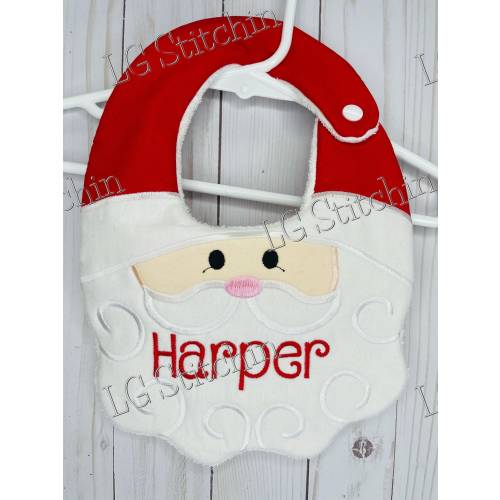 Santa bib baby Santa bib cute white bib Christmas bib Holiday bib xmas personalized gift Customized gift