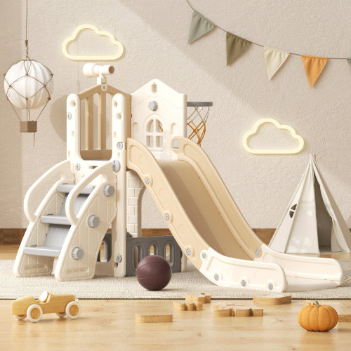 GLAF 6 In 1 Toddler Slide Playset, Indoor Outdoor Climbing Toy with Basketball Hoop & Reviews - Wayfair Canada