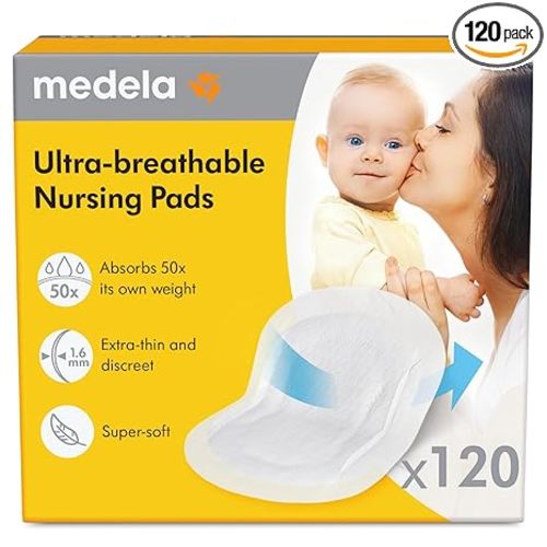 Medela Ultra-Thin Nursing Pads, Max Absorbency, 120 ct Individually Wrapped | Breathable, Hypoallergenic, Soft, For Sensitive Skin, Disposable, Everyday Breastfeeding Comfort