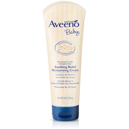 Aveeno Baby Soothing Relief Moisturizing Cream with Natural Oat Complex for Dry Sensitive Skin, Fragrance-free & Paraben-Free, 8 oz