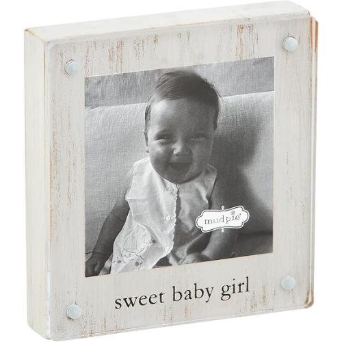 Mud Pie Small Girl Wood Acrylic Frame; 4 1/2" x 4 1/4"