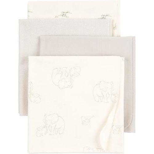 Carter's Baby Unisex Receiving Blankets 4-Pack (Cream Elephant)
